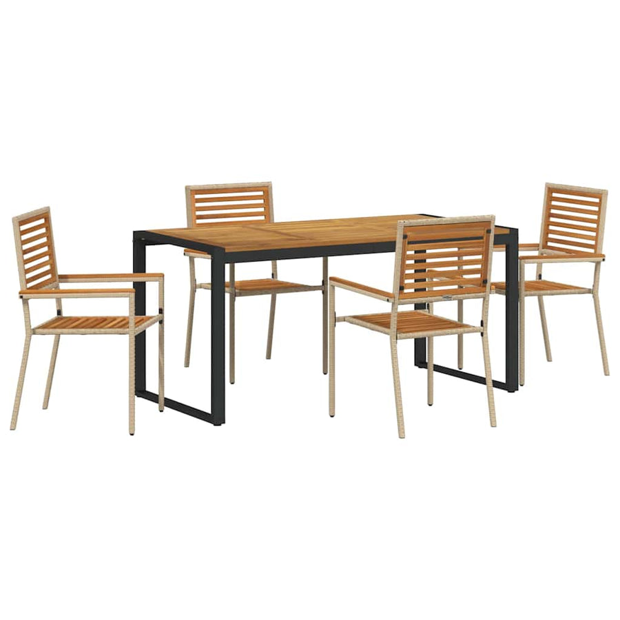 Tuin eettafelset 5 pcs Beige en Bruin poly rattan