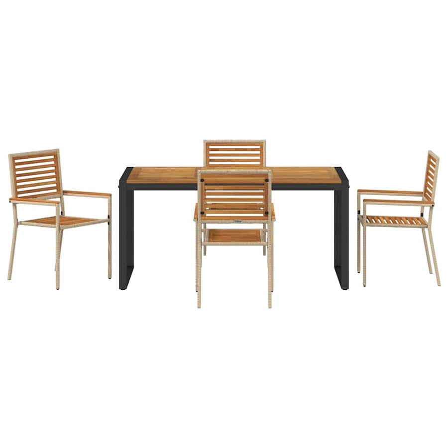 Tuin eettafelset 5 pcs Beige en Bruin poly rattan