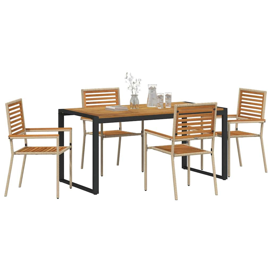 Tuin eettafelset 5 pcs Beige en Bruin poly rattan