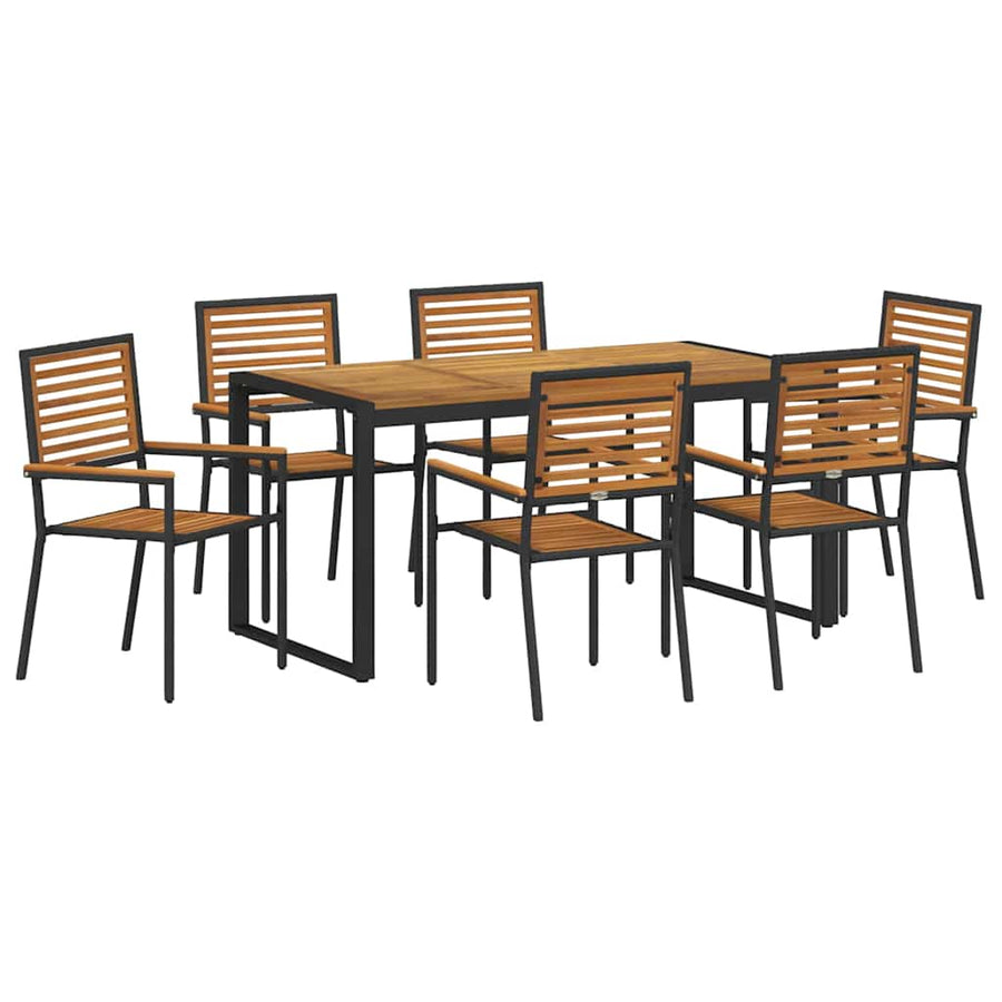 Tuin eettafelset 7 pcs Zwart en Bruin poly rattan