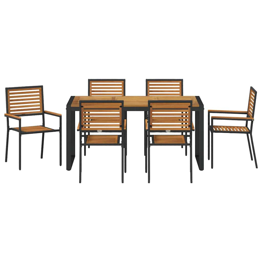 Tuin eettafelset 7 pcs Zwart en Bruin poly rattan