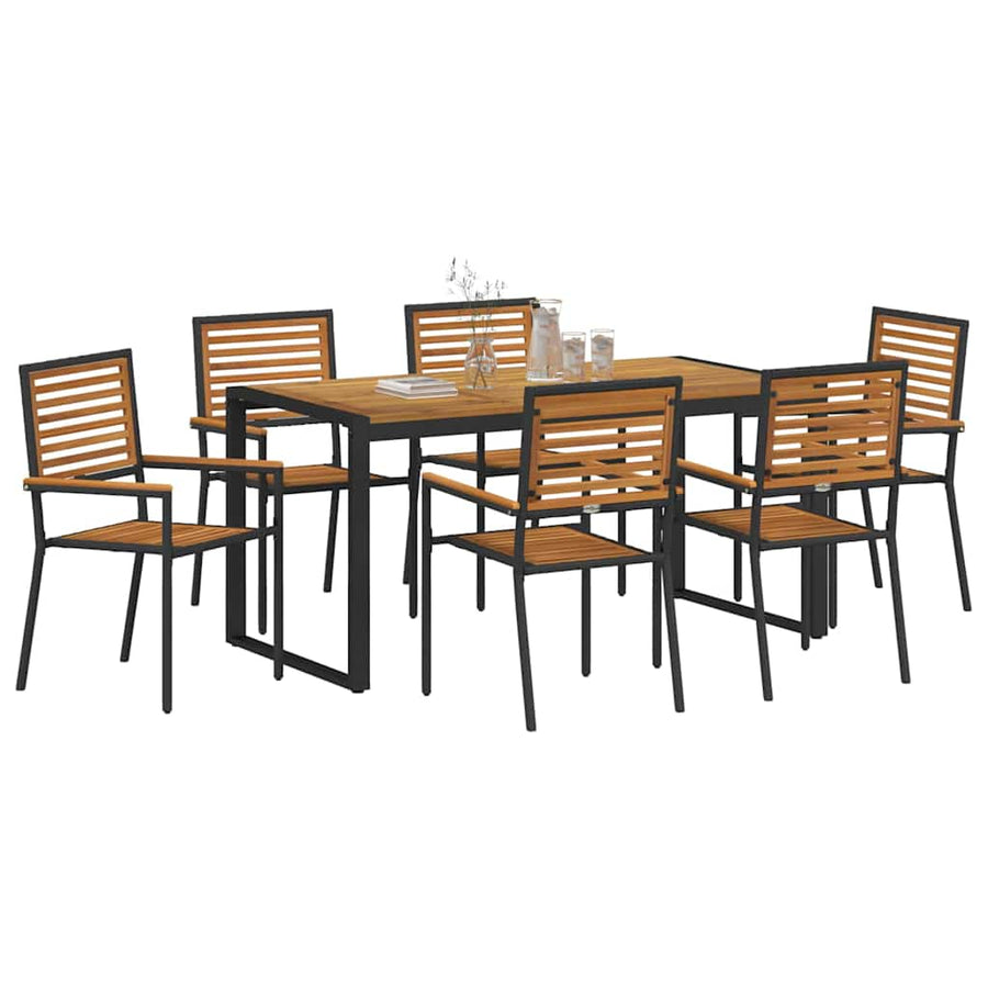 Tuin eettafelset 7 pcs Zwart en Bruin poly rattan