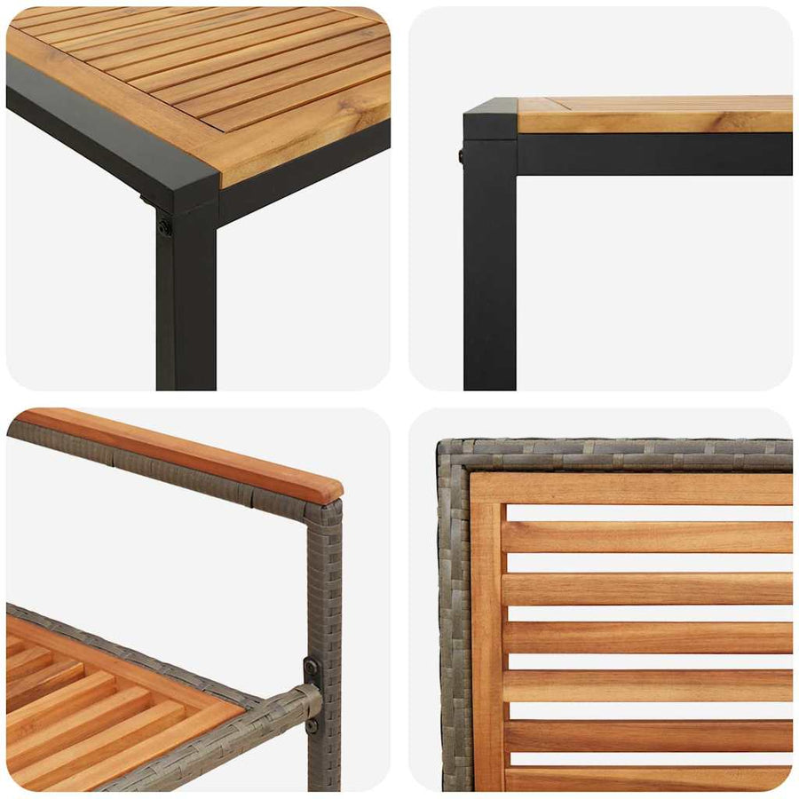 Tuin eettafelset 7 pcs Grijs en Bruin poly rattan