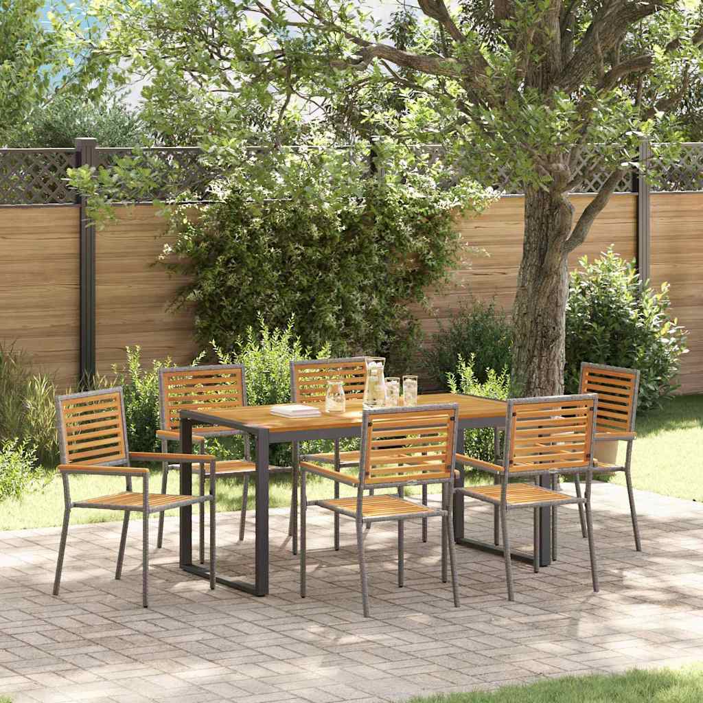 Tuin eettafelset 7 pcs Grijs en Bruin poly rattan