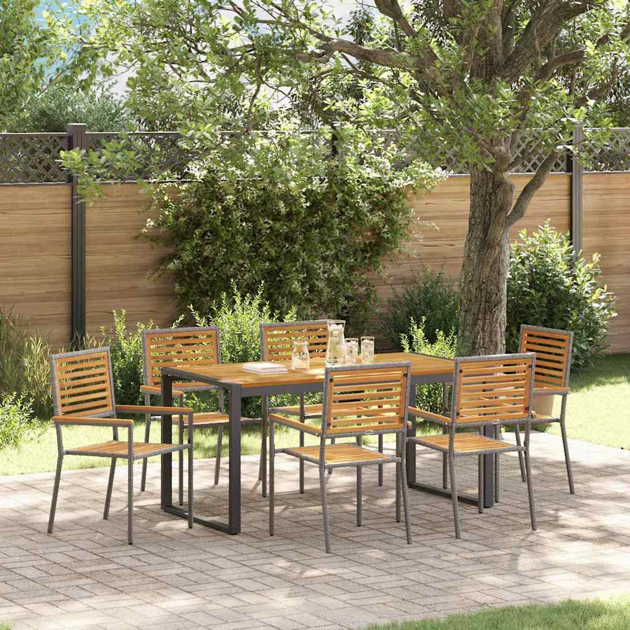 Tuin eettafelset 7 pcs Grijs en Bruin poly rattan