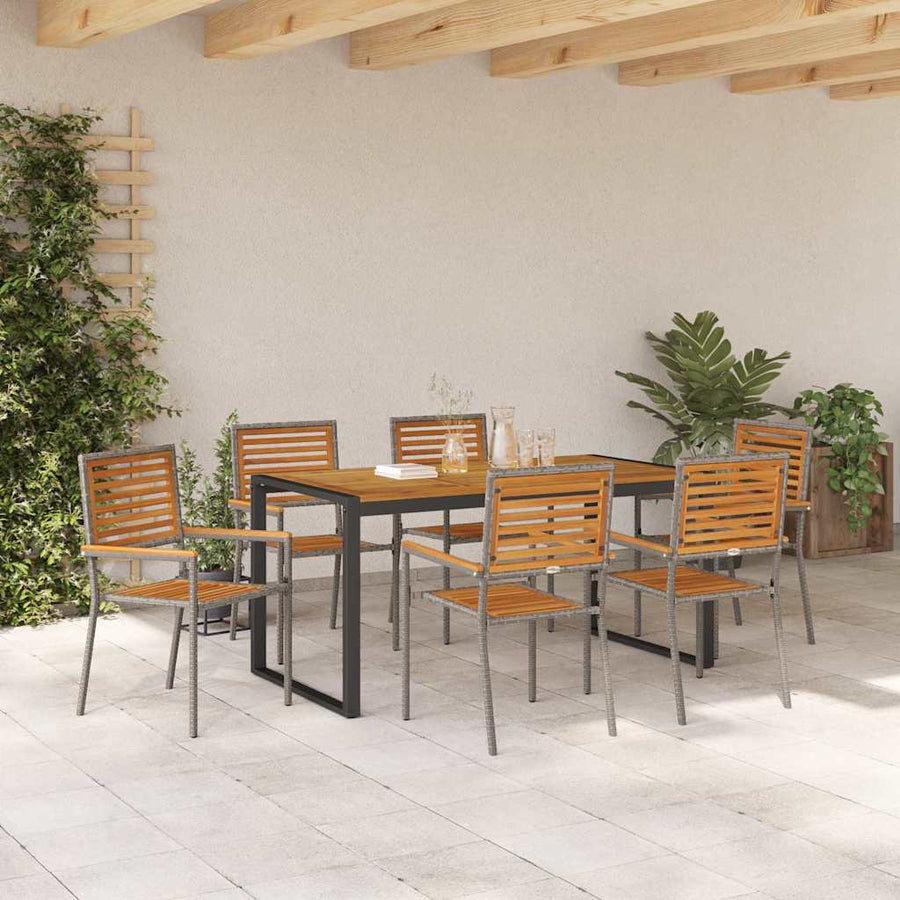 Tuin eettafelset 7 pcs Grijs en Bruin poly rattan