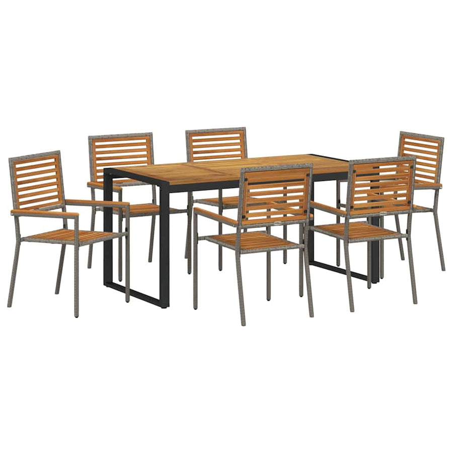 Tuin eettafelset 7 pcs Grijs en Bruin poly rattan