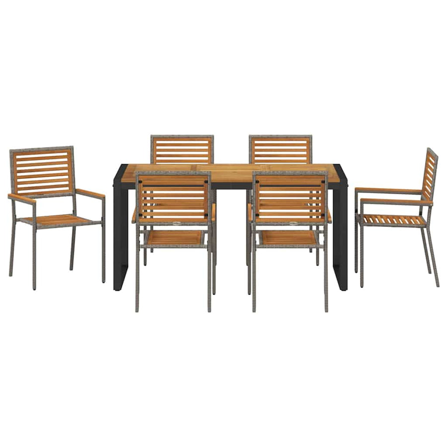 Tuin eettafelset 7 pcs Grijs en Bruin poly rattan