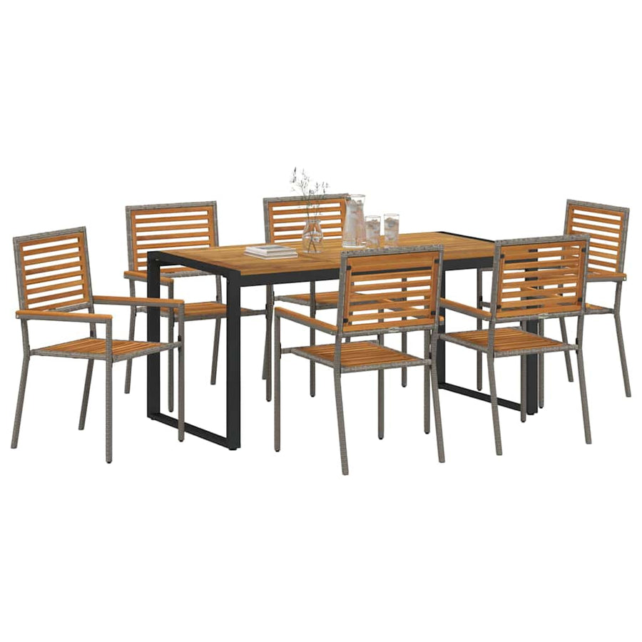 Tuin eettafelset 7 pcs Grijs en Bruin poly rattan
