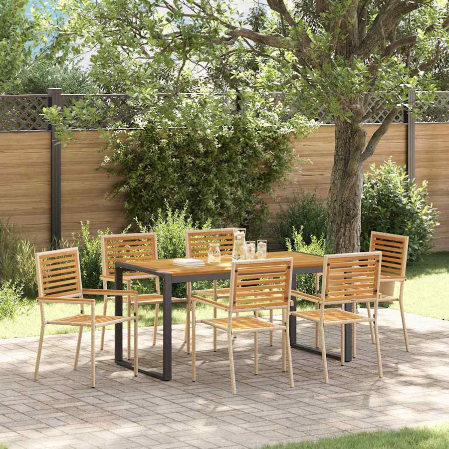 Tuin eettafelset 7 pcs Beige en Bruin poly rattan