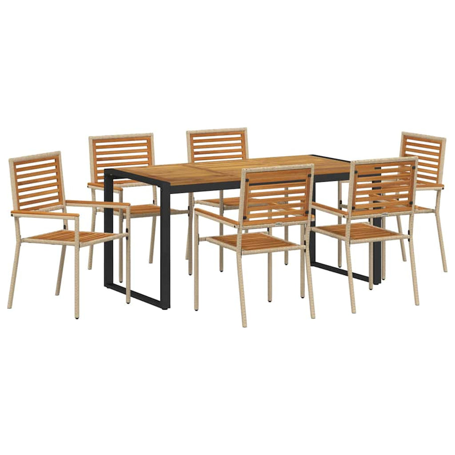 Tuin eettafelset 7 pcs Beige en Bruin poly rattan