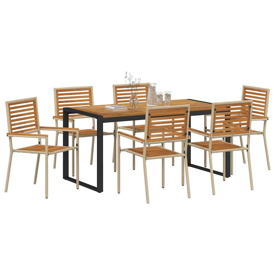 Tuin eettafelset 7 pcs Beige en Bruin poly rattan