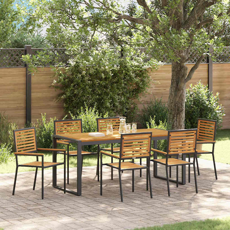 Tuin eettafelset 7 pcs Zwart en Bruin poly rattan