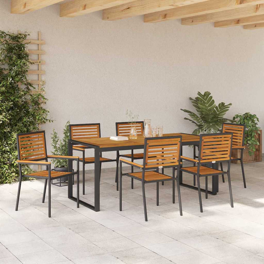 Tuin eettafelset 7 pcs Zwart en Bruin poly rattan