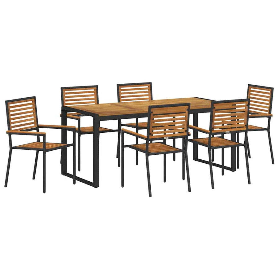 Tuin eettafelset 7 pcs Zwart en Bruin poly rattan