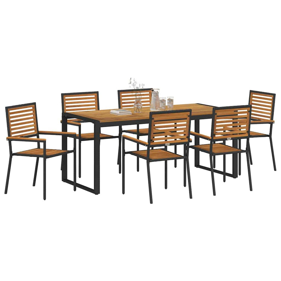 Tuin eettafelset 7 pcs Zwart en Bruin poly rattan