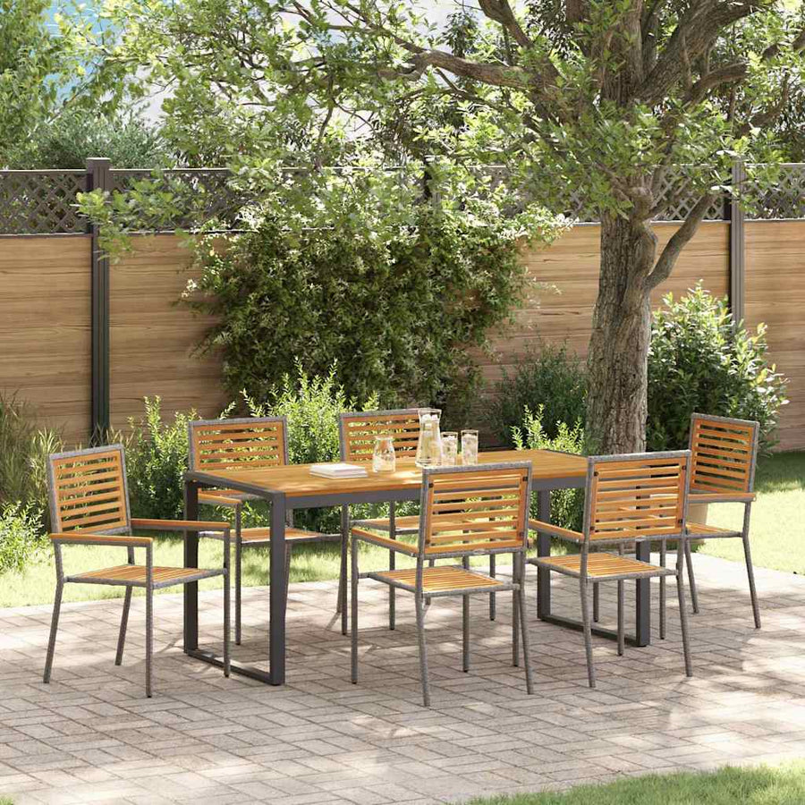 Tuin eettafelset 7 pcs Grijs en Bruin poly rattan