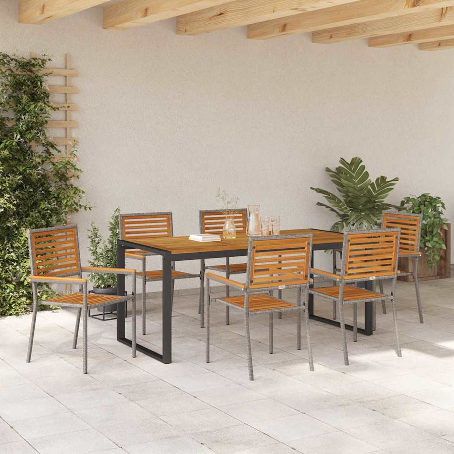 Tuin eettafelset 7 pcs Grijs en Bruin poly rattan