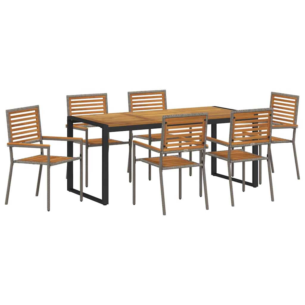 Tuin eettafelset 7 pcs Grijs en Bruin poly rattan