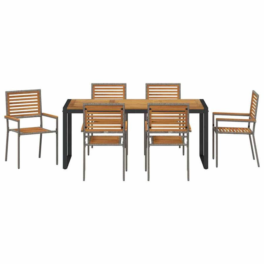 Tuin eettafelset 7 pcs Grijs en Bruin poly rattan