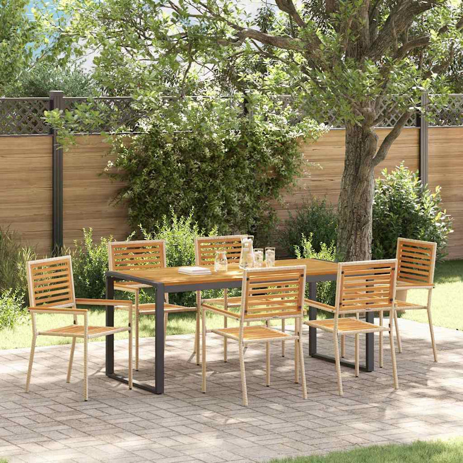 Tuin eettafelset 7 pcs Beige en Bruin poly rattan
