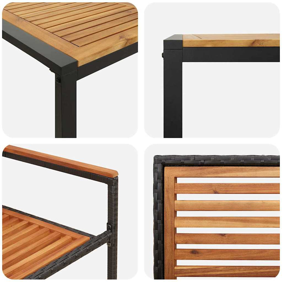 Tuin eettafelset 7 pcs Zwart en Bruin poly rattan