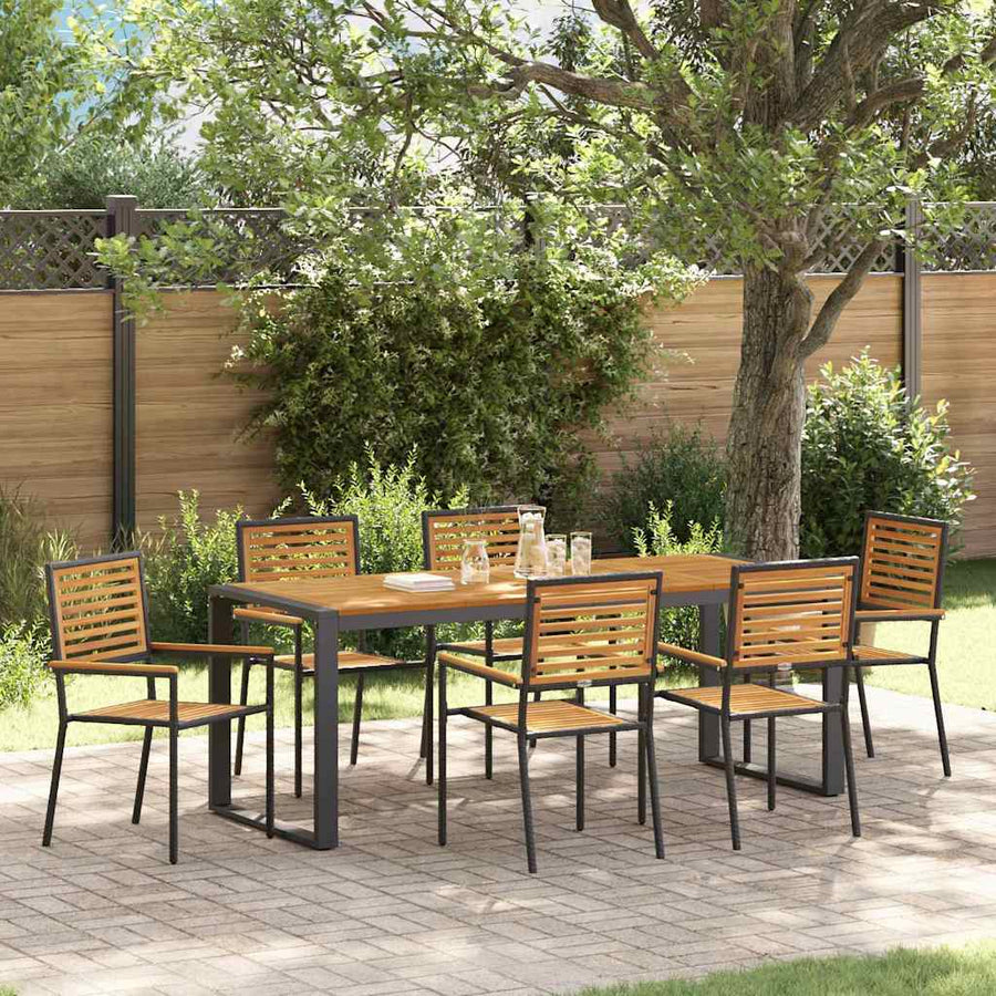 Tuin eettafelset 7 pcs Zwart en Bruin poly rattan