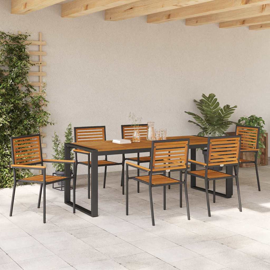 Tuin eettafelset 7 pcs Zwart en Bruin poly rattan