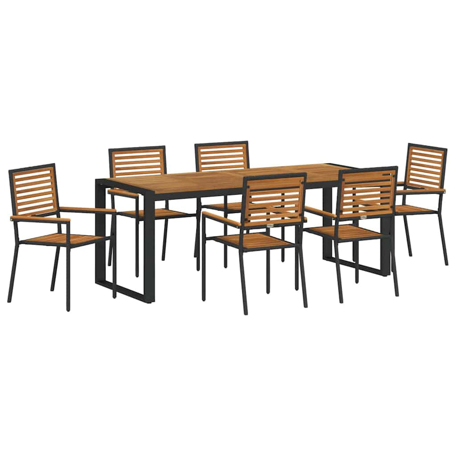 Tuin eettafelset 7 pcs Zwart en Bruin poly rattan