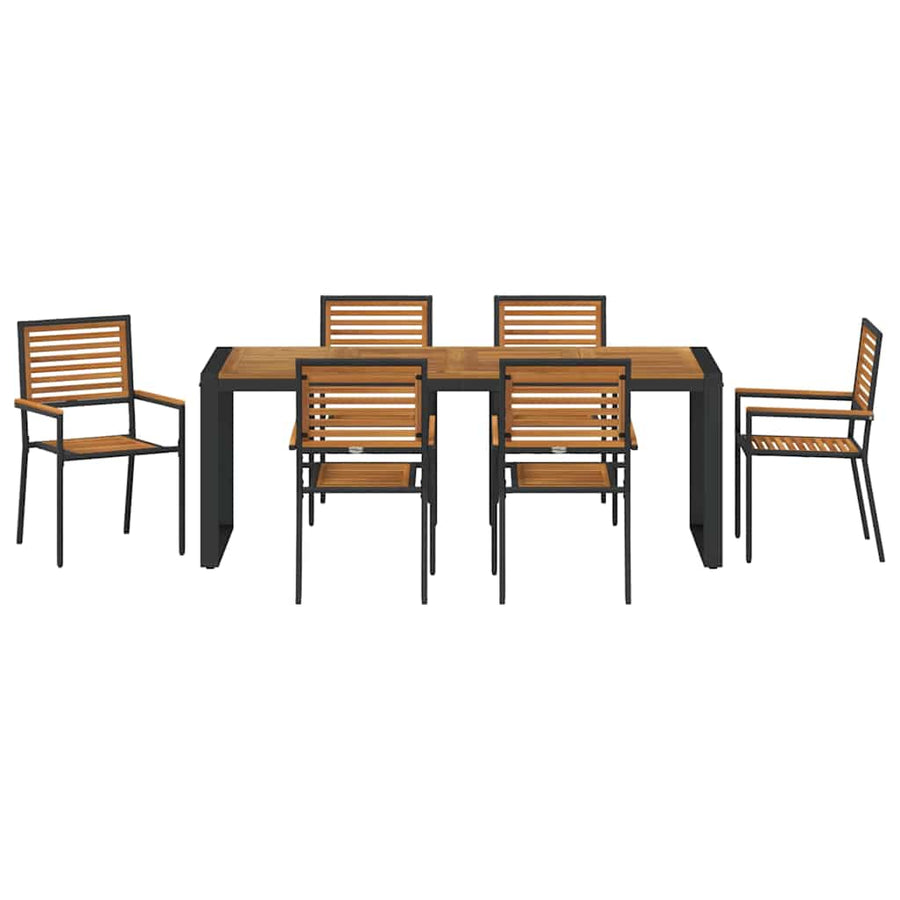 Tuin eettafelset 7 pcs Zwart en Bruin poly rattan