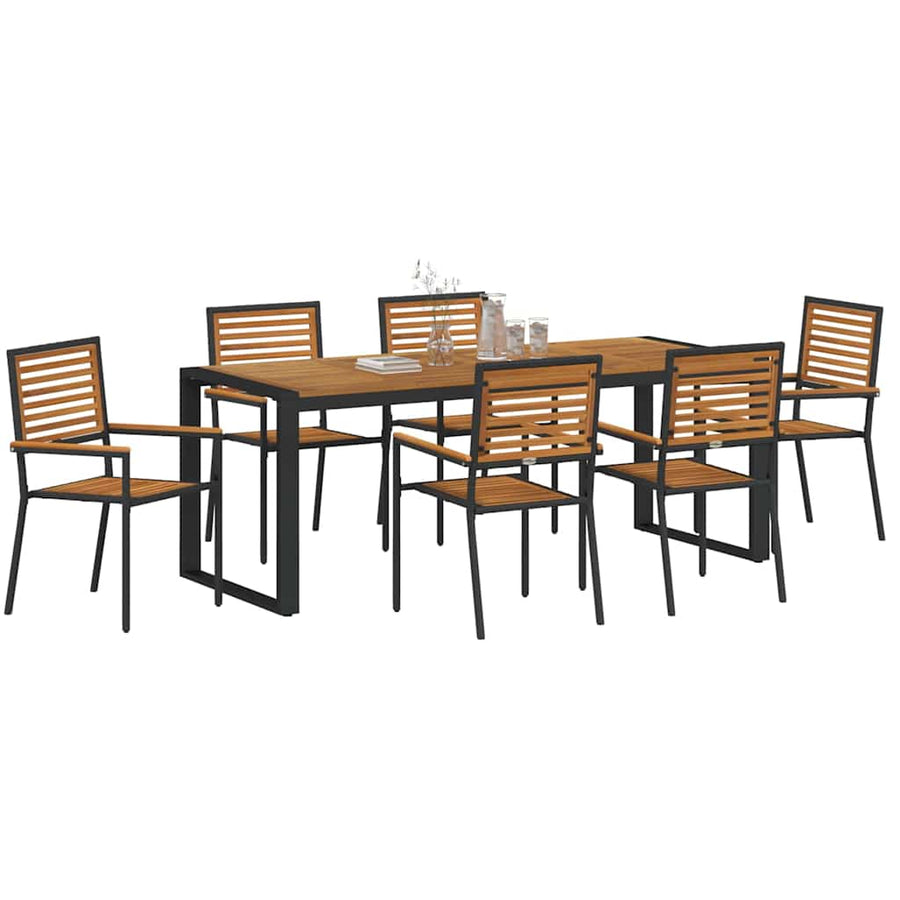 Tuin eettafelset 7 pcs Zwart en Bruin poly rattan