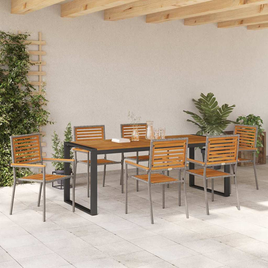 Tuin eettafelset 7 pcs Grijs en Bruin poly rattan