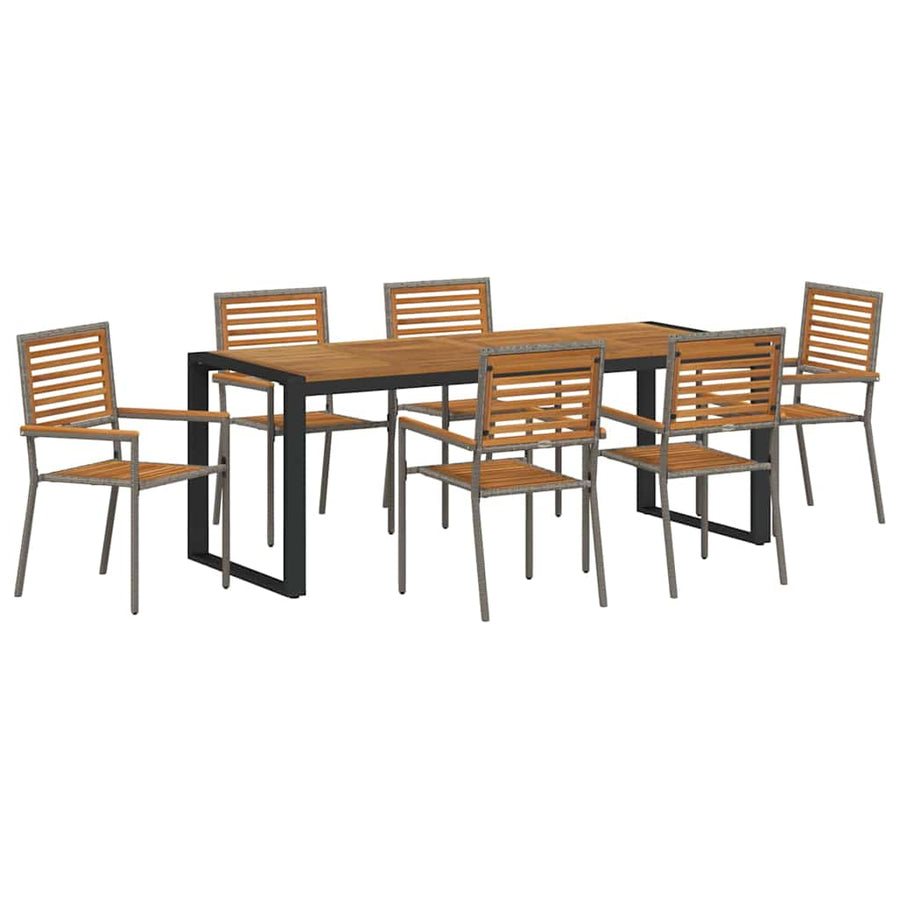 Tuin eettafelset 7 pcs Grijs en Bruin poly rattan