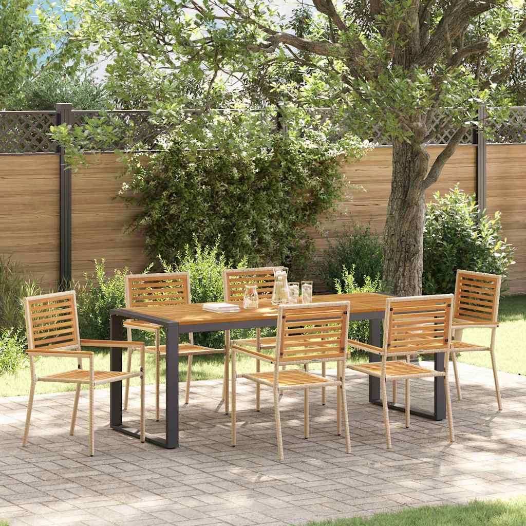 Tuin eettafelset 7 pcs Beige en Bruin poly rattan