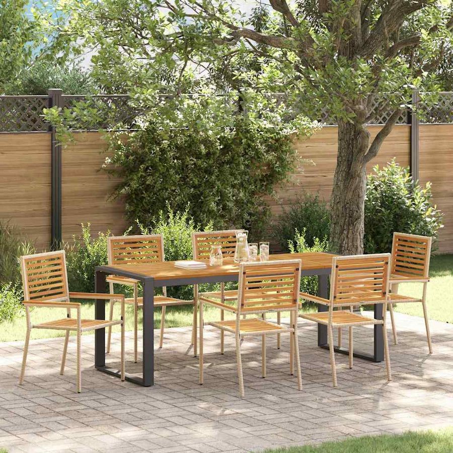 Tuin eettafelset 7 pcs Beige en Bruin poly rattan