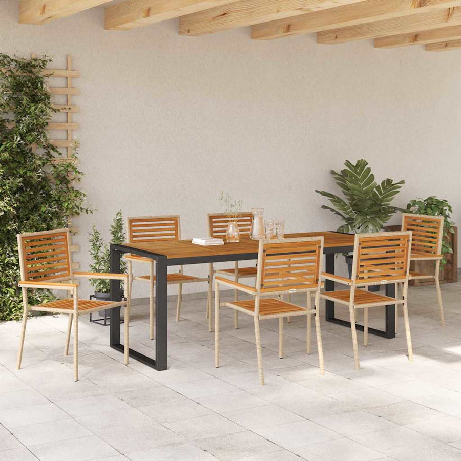 Tuin eettafelset 7 pcs Beige en Bruin poly rattan