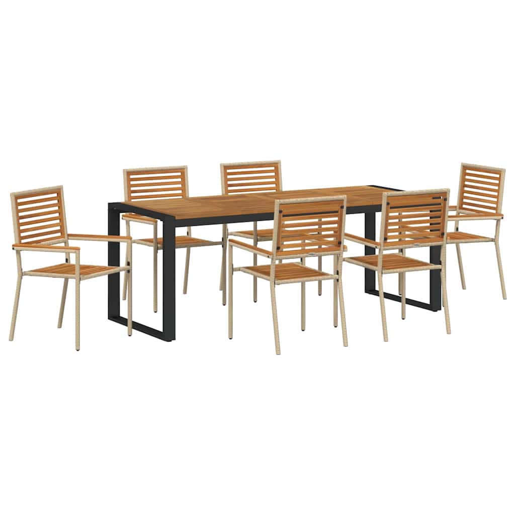 Tuin eettafelset 7 pcs Beige en Bruin poly rattan