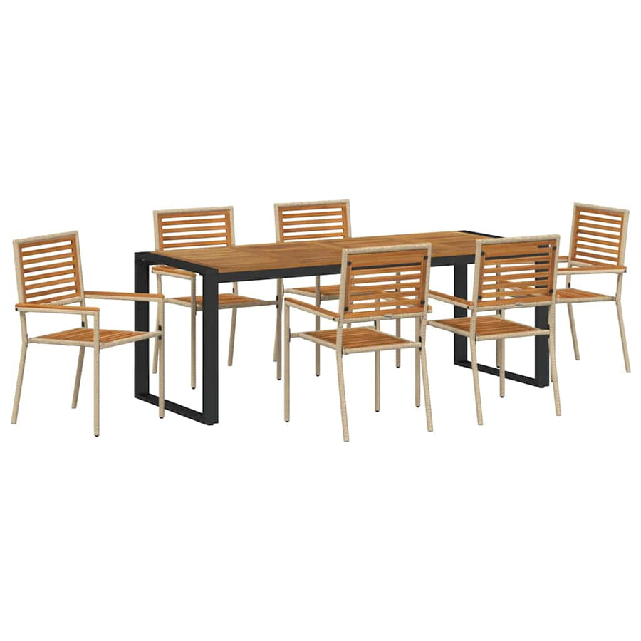 Tuin eettafelset 7 pcs Beige en Bruin poly rattan
