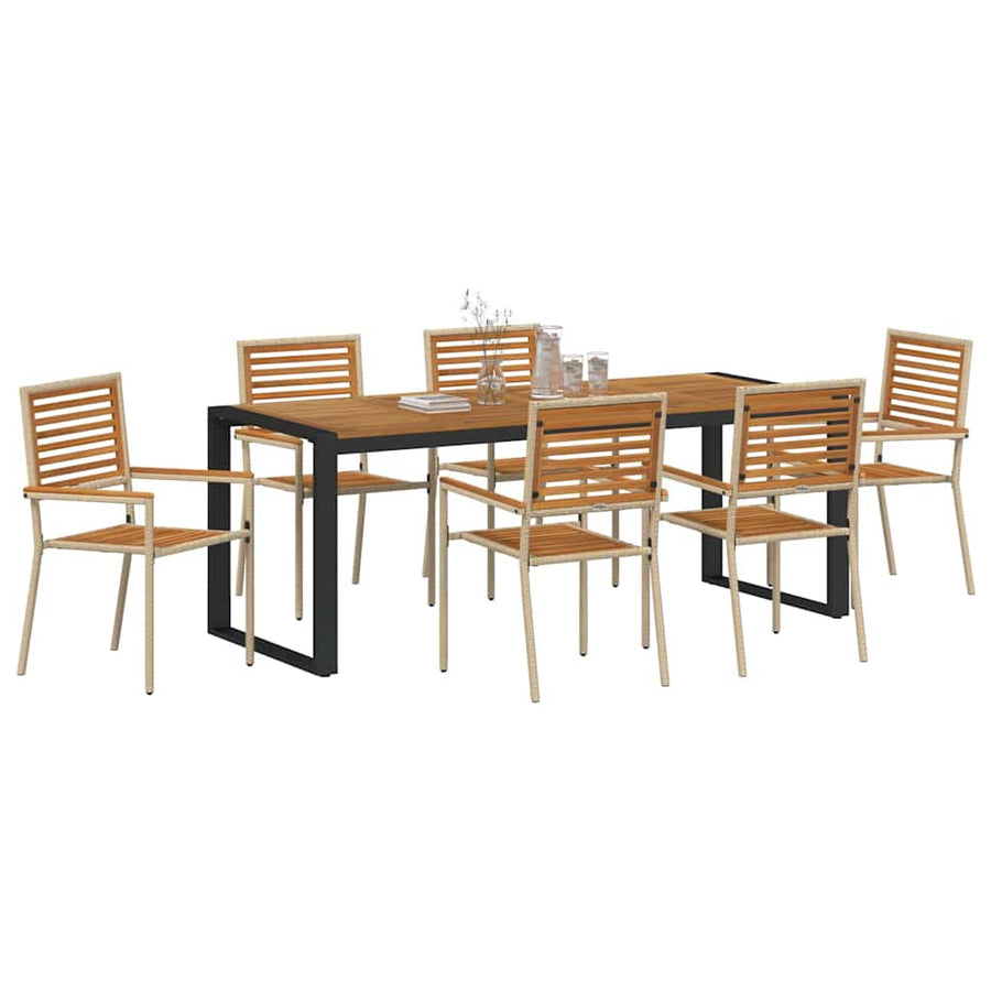 Tuin eettafelset 7 pcs Beige en Bruin poly rattan