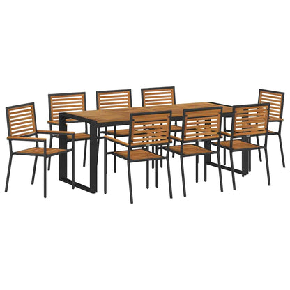 Tuin eettafelset 9 pcs Zwart en Bruin poly rattan