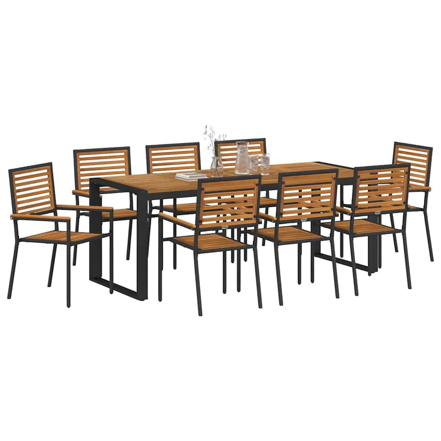 Tuin eettafelset 9 pcs Zwart en Bruin poly rattan