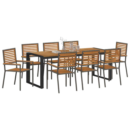 Tuin eettafelset 9 pcs Grijs en Bruin poly rattan