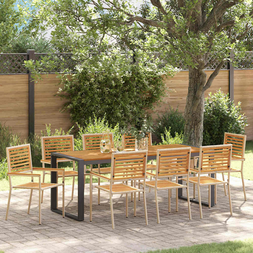 Tuin eettafelset 9 pcs Beige en Bruin poly rattan