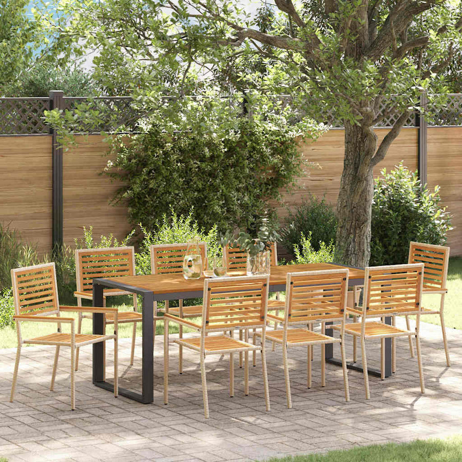 Tuin eettafelset 9 pcs Beige en Bruin poly rattan