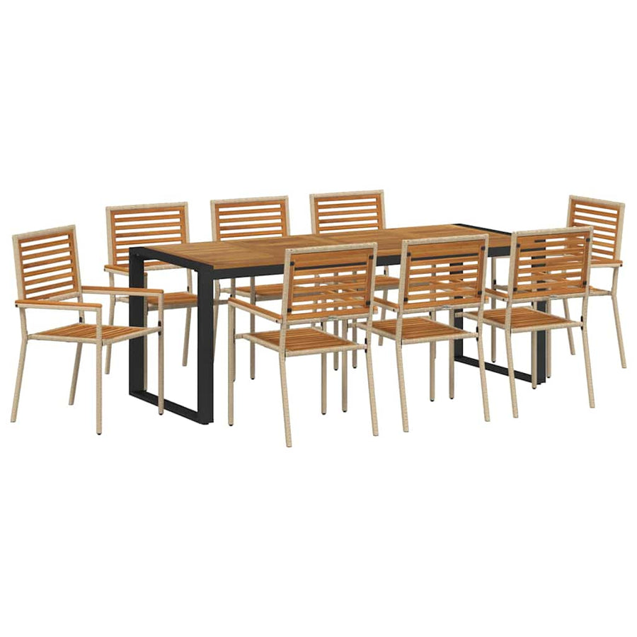 Tuin eettafelset 9 pcs Beige en Bruin poly rattan