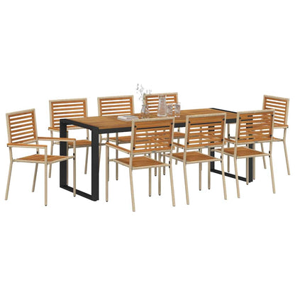 Tuin eettafelset 9 pcs Beige en Bruin poly rattan