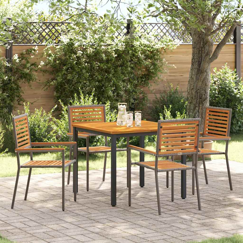Tuin Eetset 5 Pcs 90 X 90 X 75 Cm Poly Rattan Vierzitsbank 90 cm tafellengte Grijs