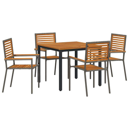 Tuin Eetset 5 Pcs 90 X 90 X 75 Cm Poly Rattan Vierzitsbank 90 cm tafellengte Grijs