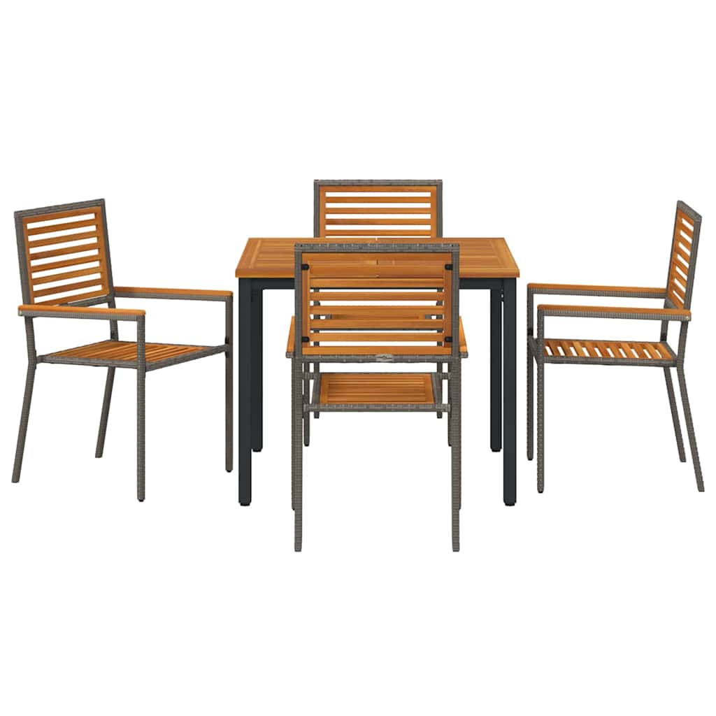 Tuin Eetset 5 Pcs 90 X 90 X 75 Cm Poly Rattan Vierzitsbank 90 cm tafellengte Grijs