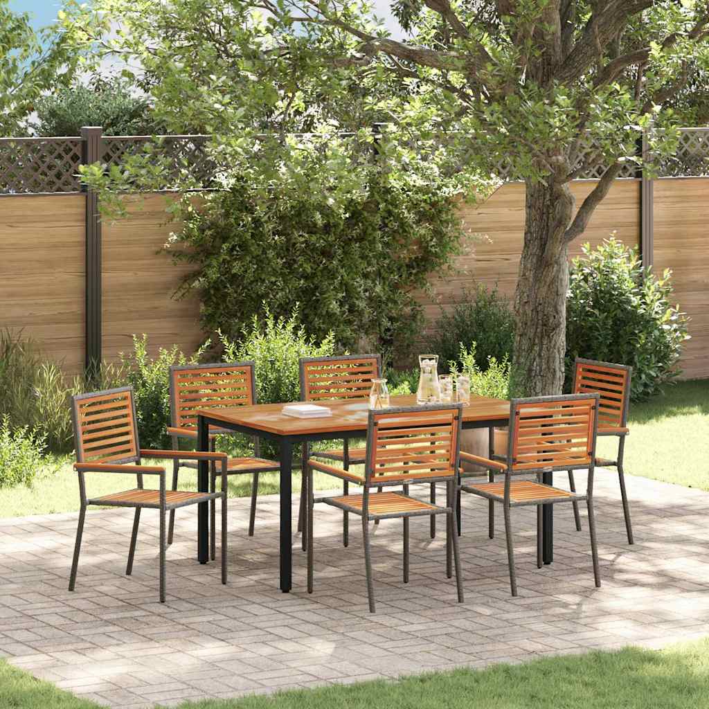Tuin eettafelset 7 pcs Grijs en Bruin poly rattan